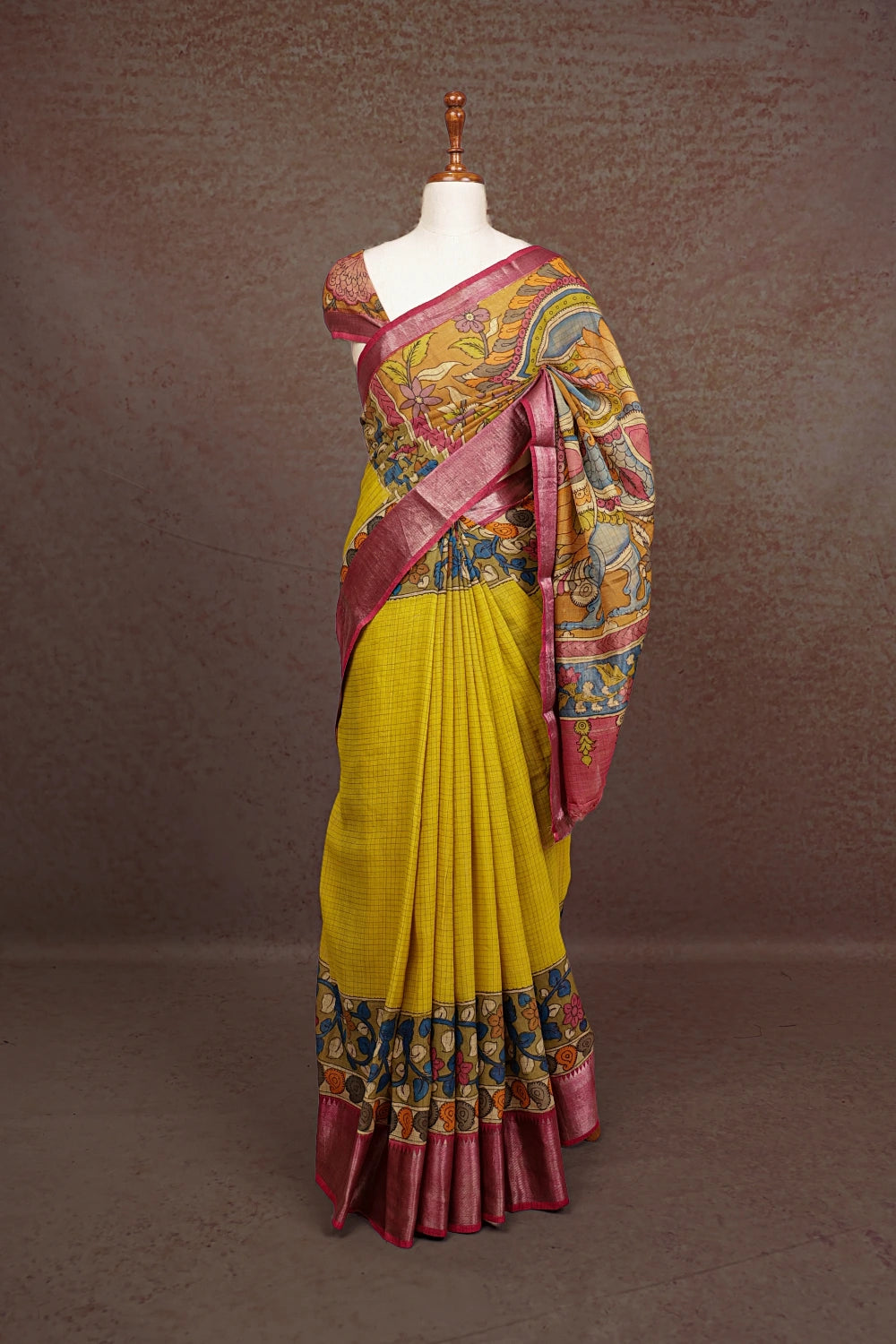 Mustard Yellow Chanderi Silk Saree