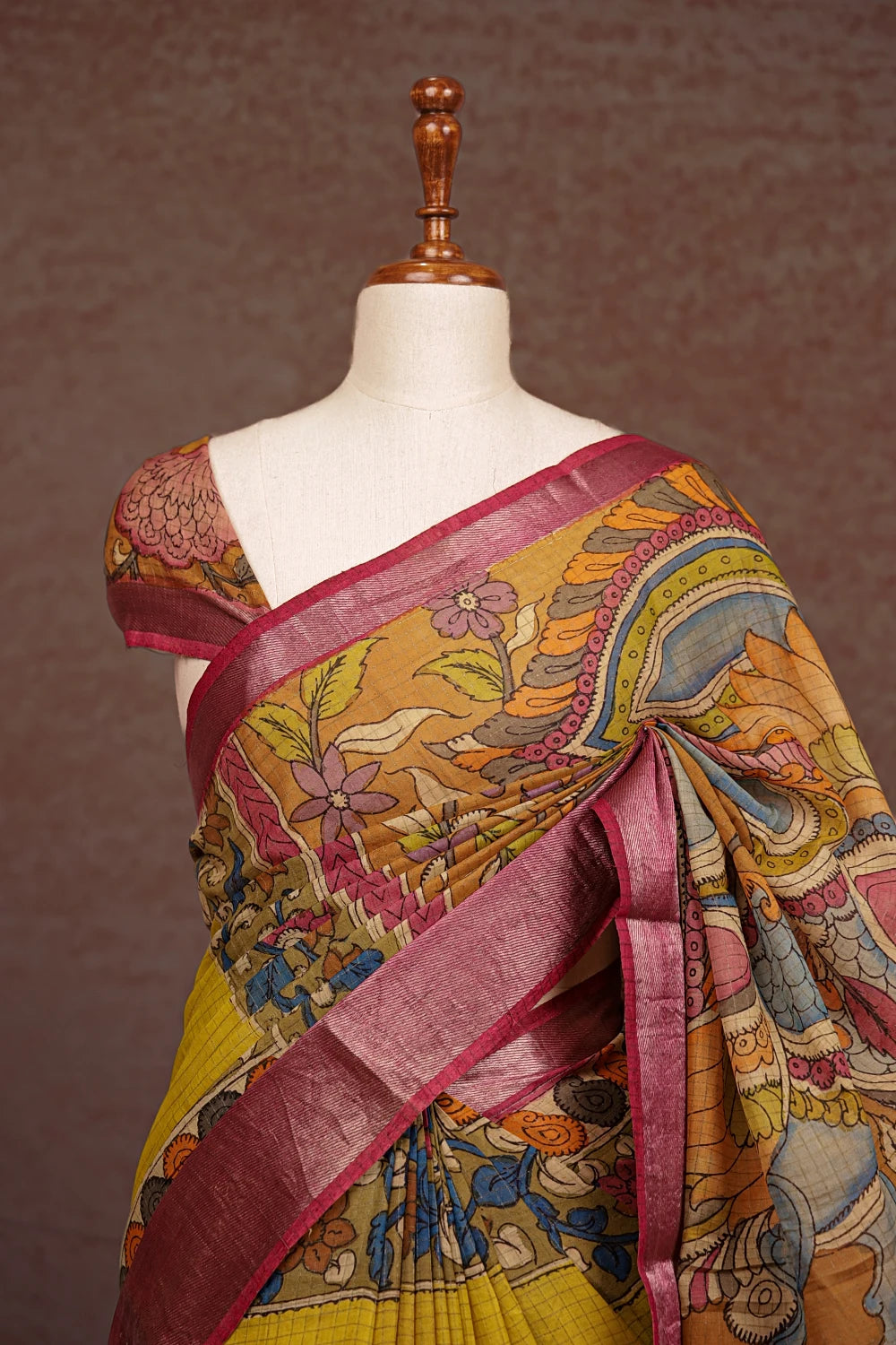 Mustard Yellow Chanderi Silk Saree