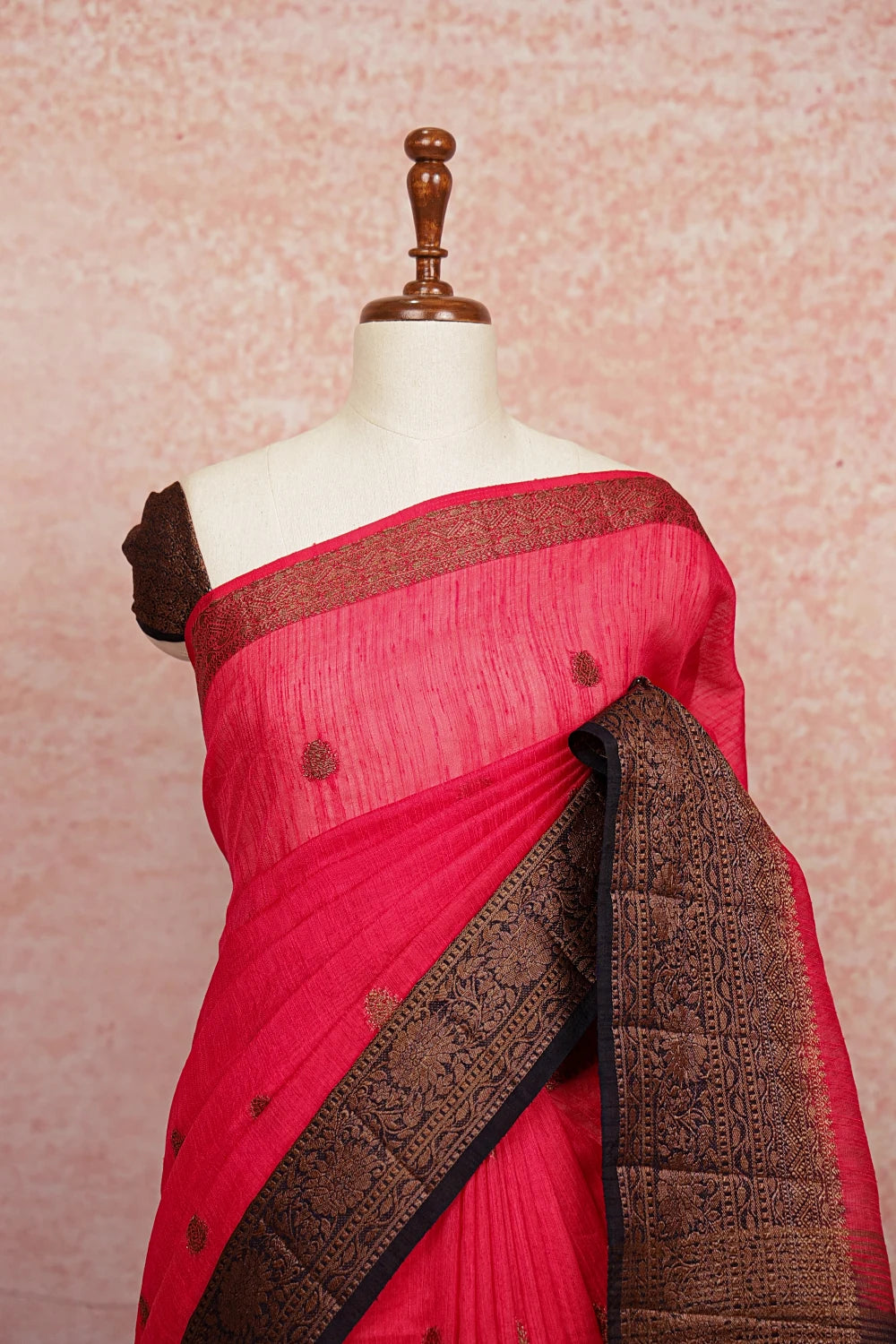 Rani Pink Semi Jute Saree