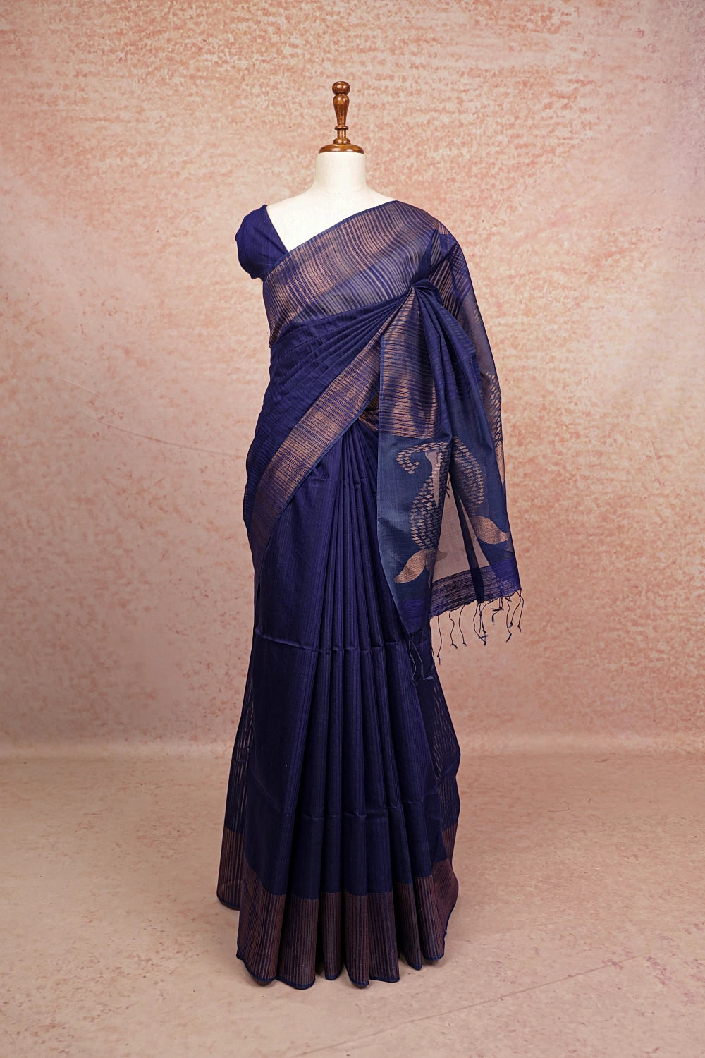 Blue Jute Silk Saree