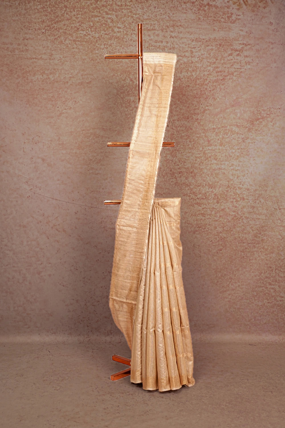 Beige Tussar Jute Saree