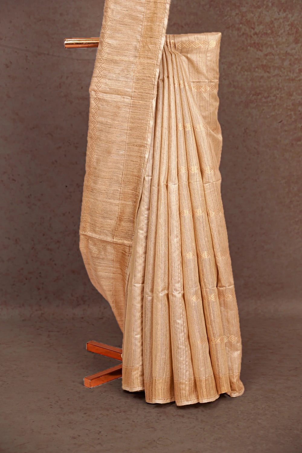 Beige Tussar Jute Saree