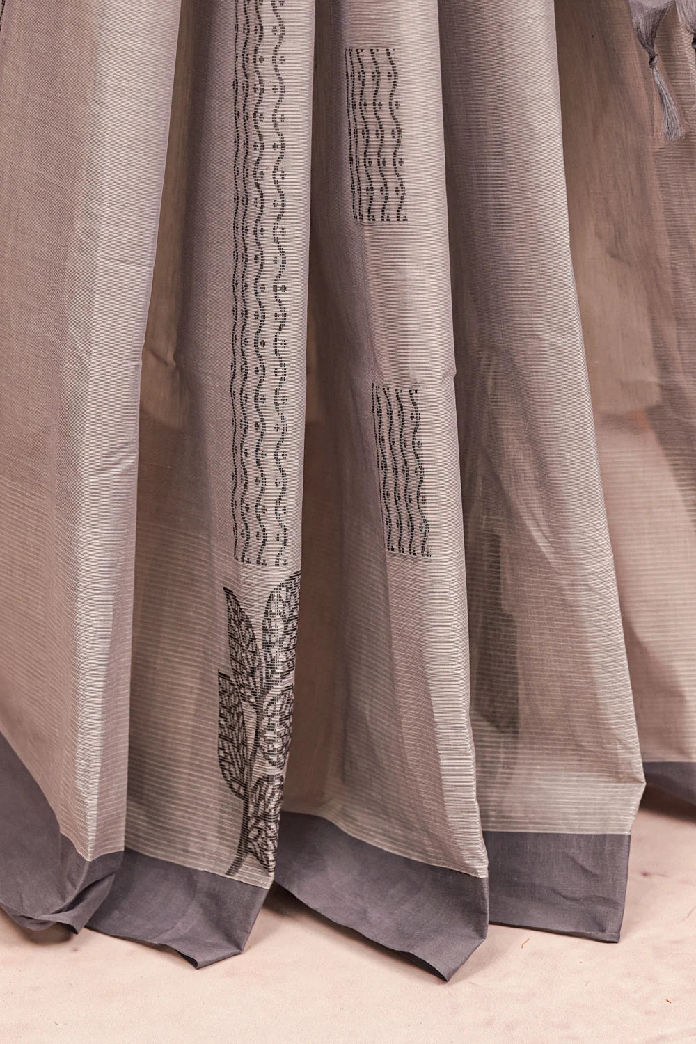 Grey Colour Bengal Cotton Saree