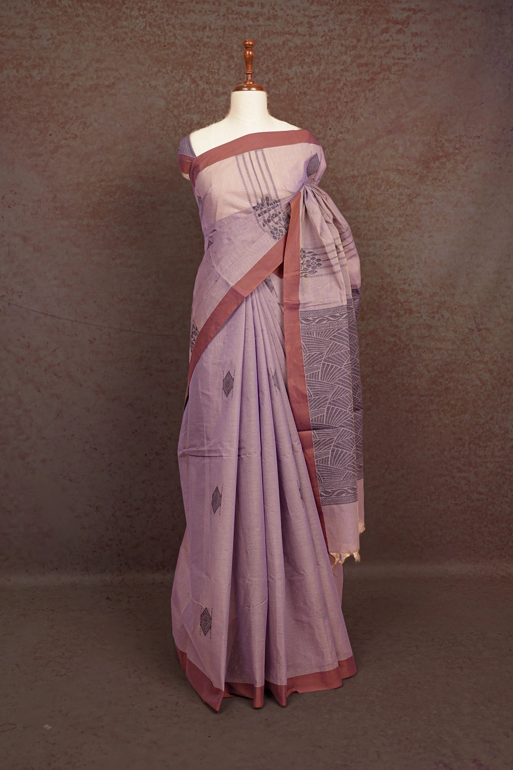 Lavender Ash Cotton Saree