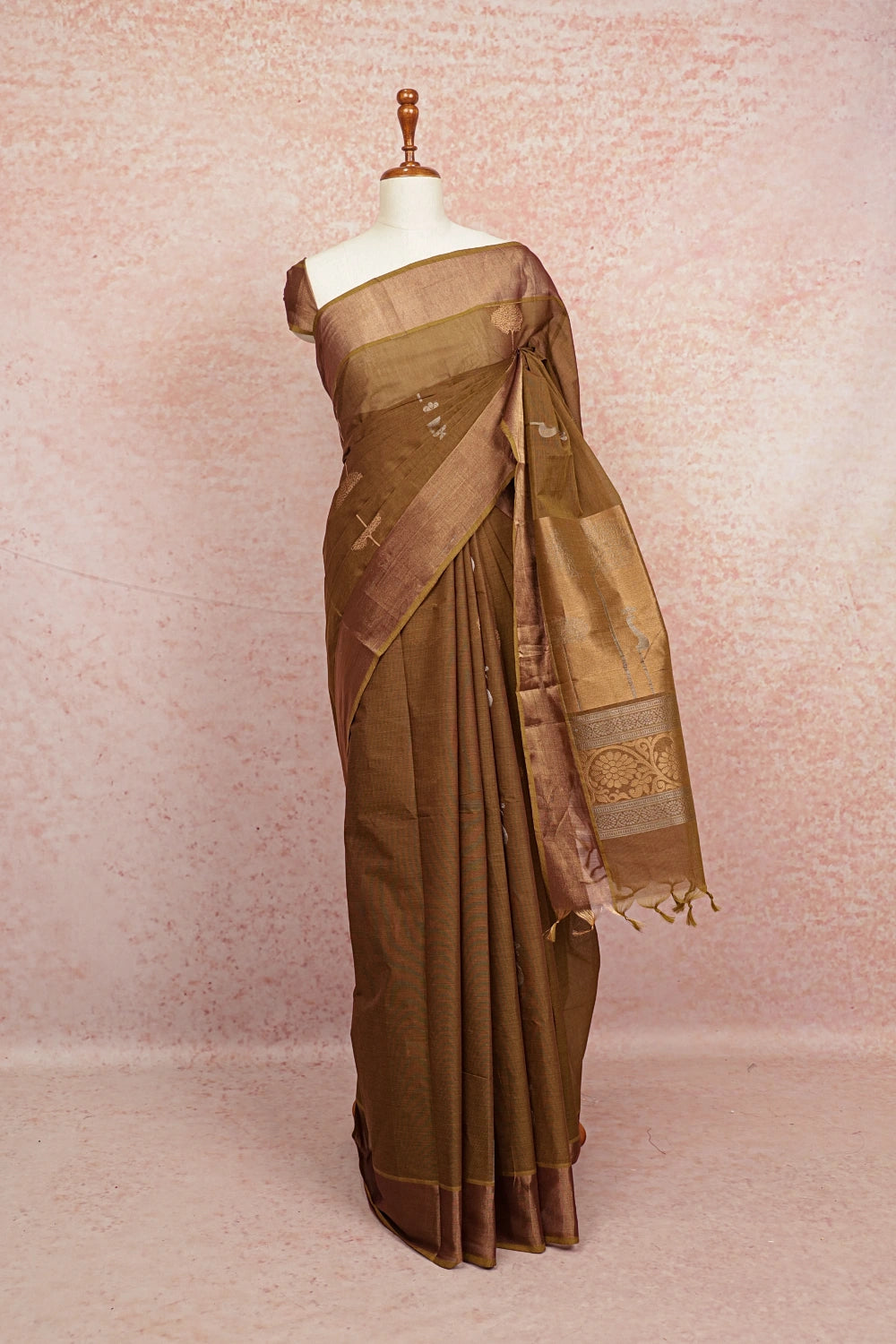 Mehandi Green Colour Bengal Cotton Saree