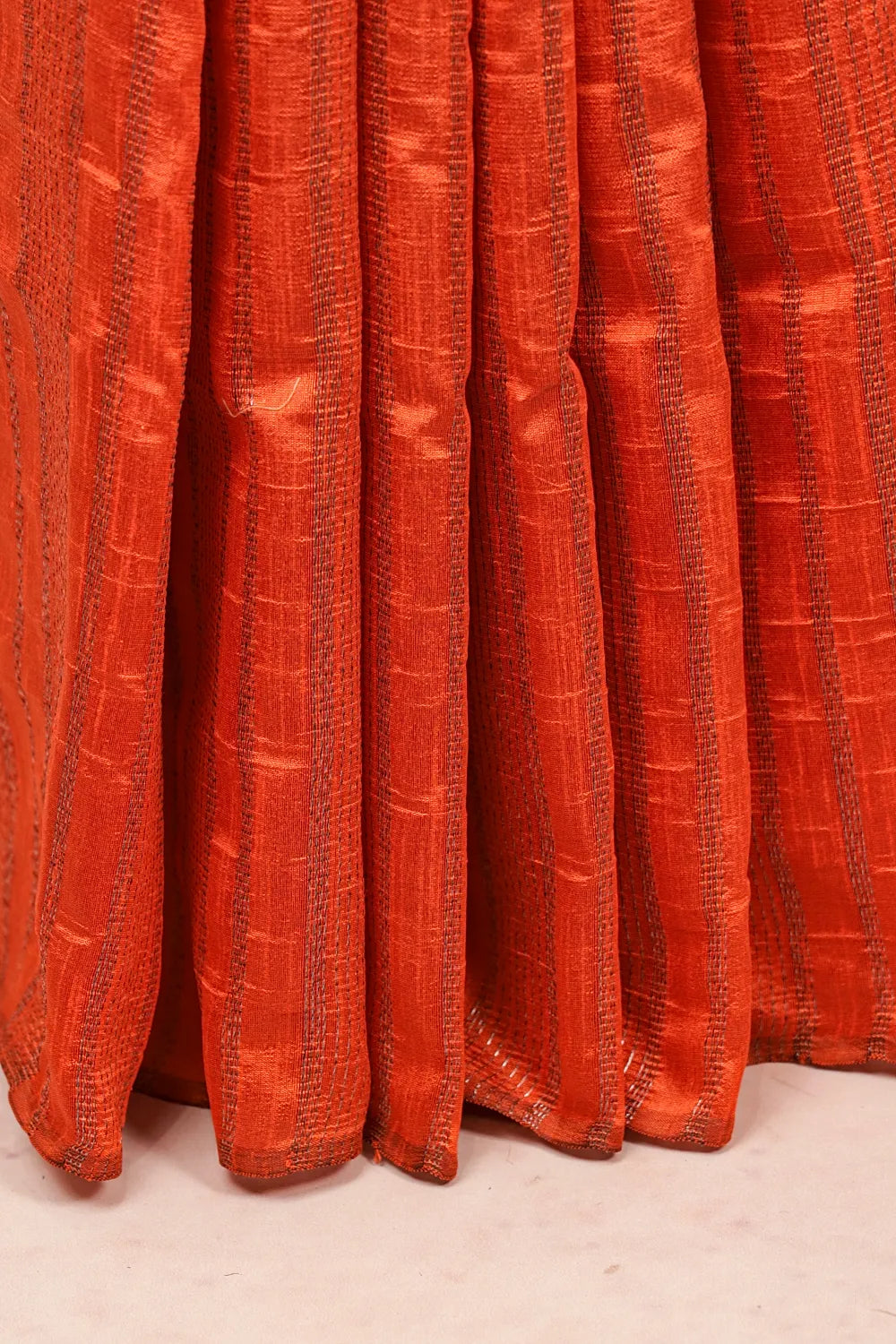 Rust Orange Semi Jute Saree
