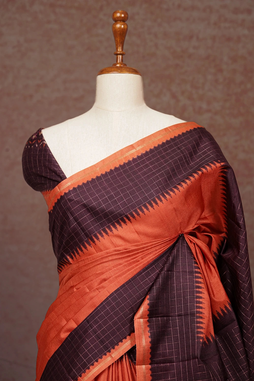 Orange Semi Tussar Saree