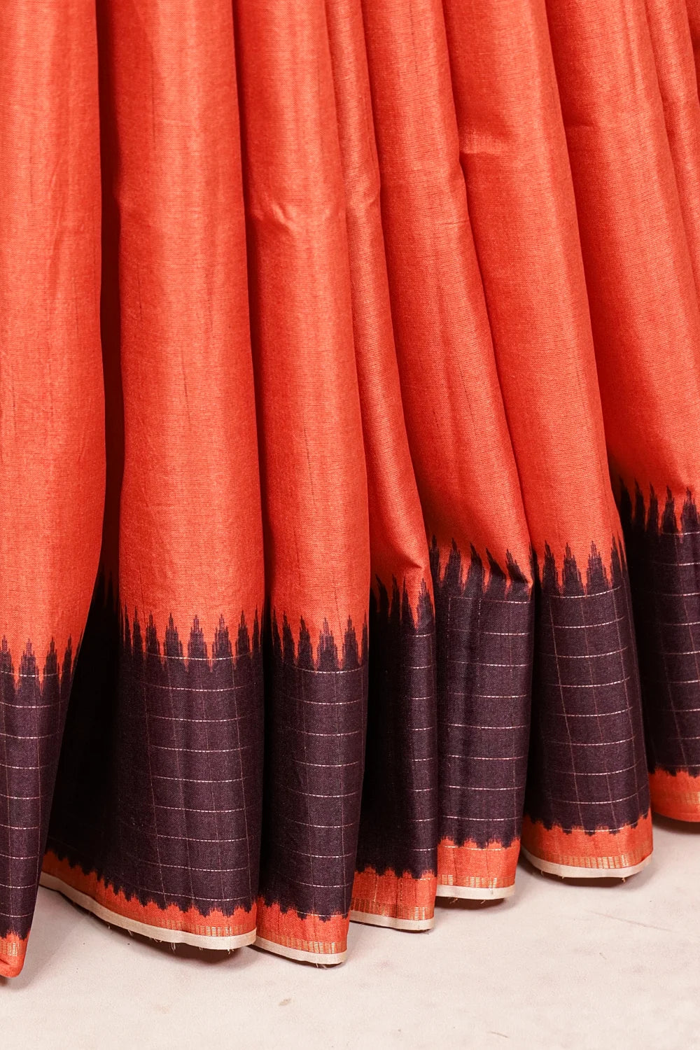 Orange Semi Tussar Saree