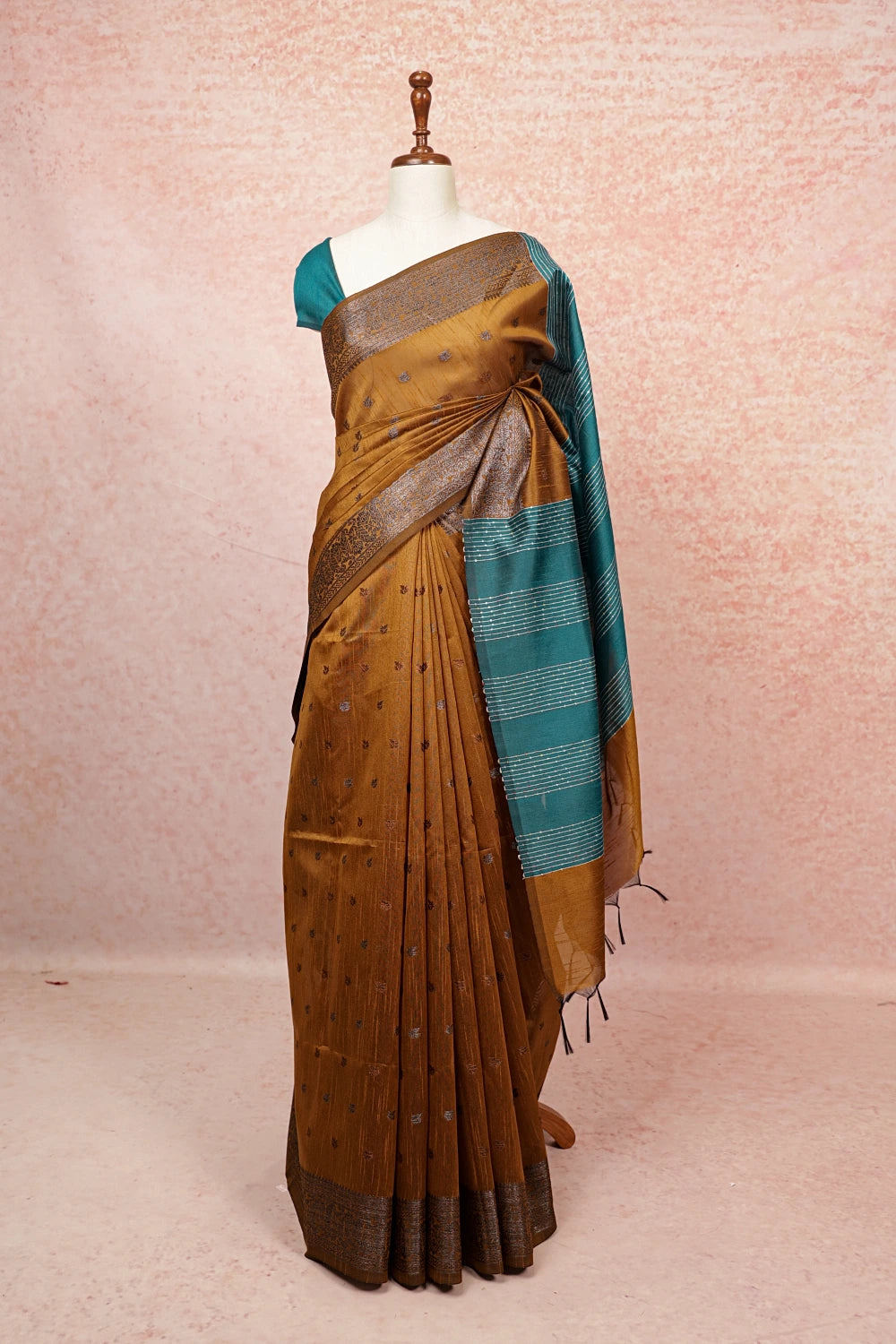 Caramel Semi Jute Saree - Seematti