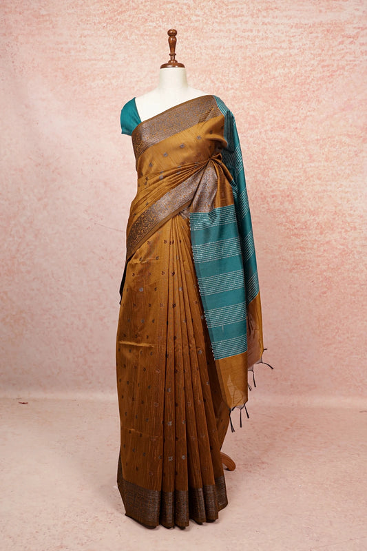 Caramel Semi Jute Saree - Seematti