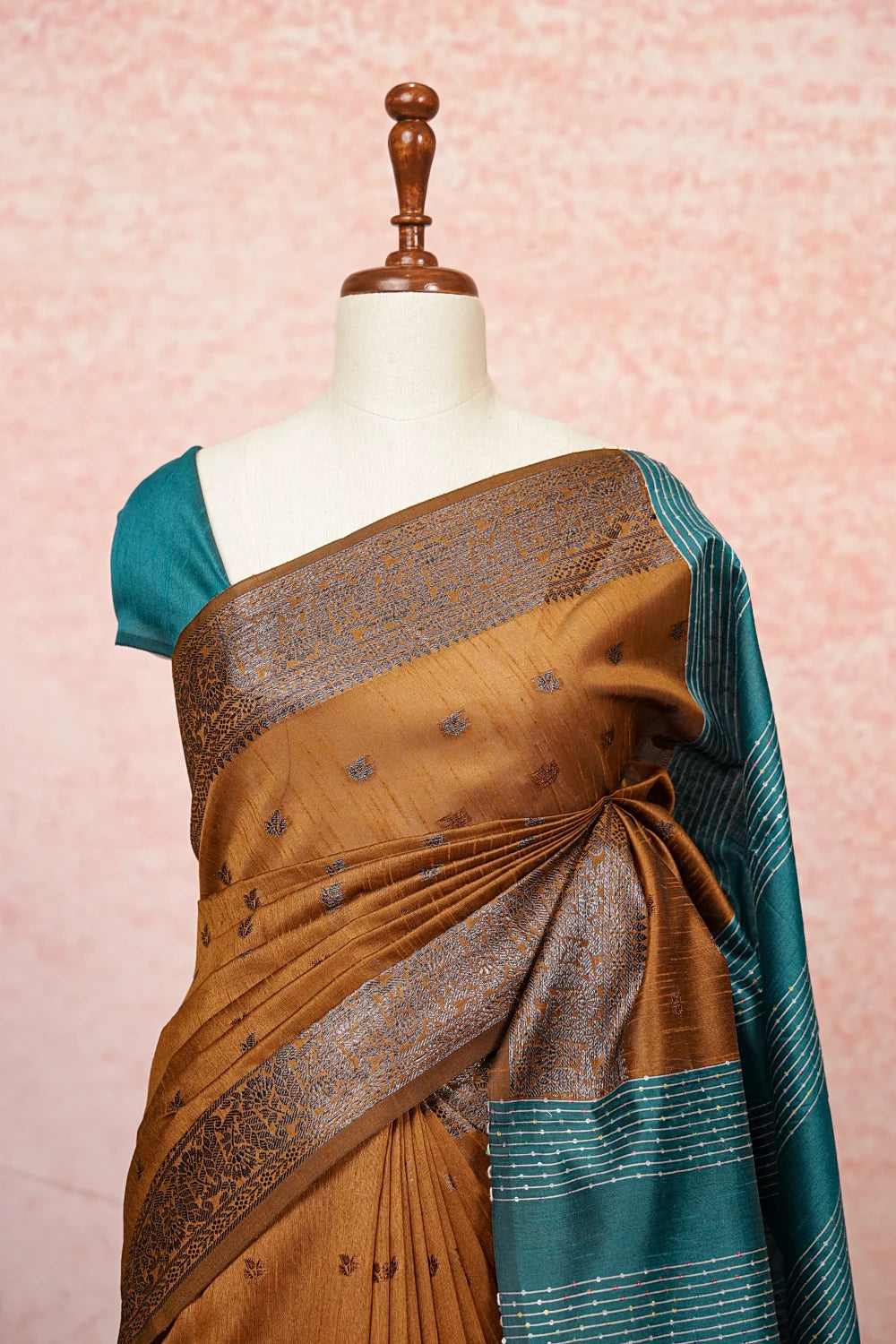 Caramel Semi Jute Saree - Seematti