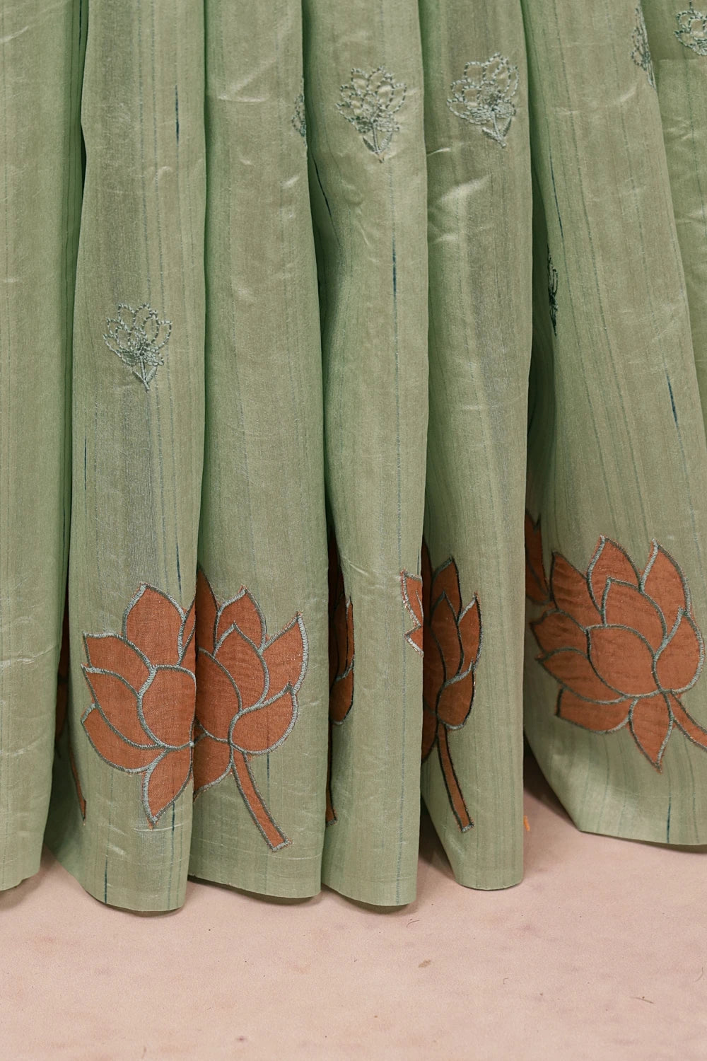 Pastel Green Semi Jute Saree - Seematti