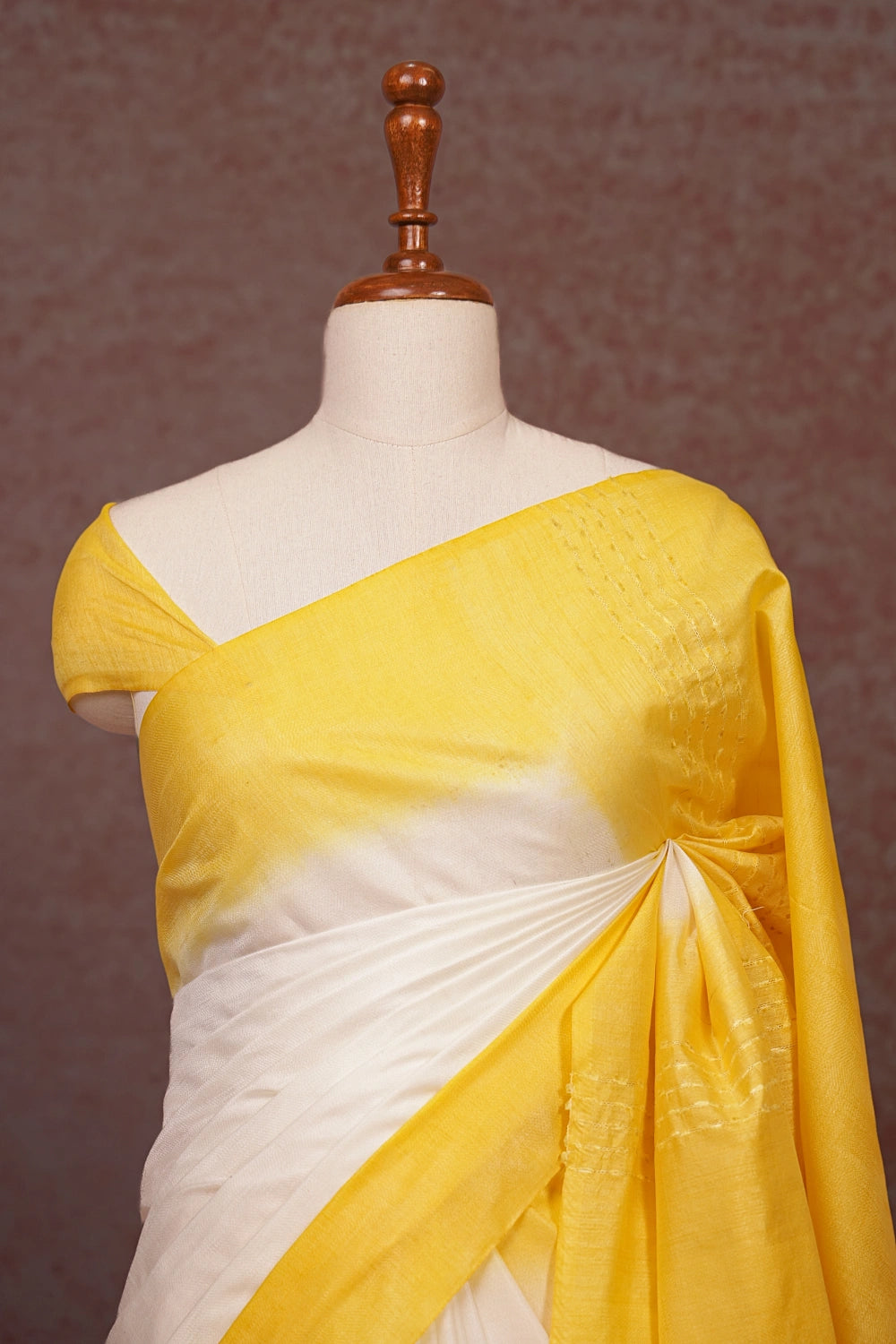 White Semi Tussar Saree