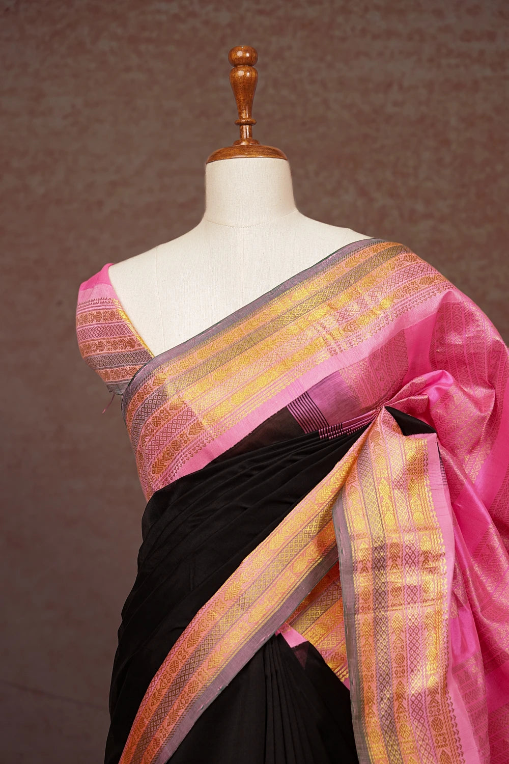 Black Kora Silk Saree