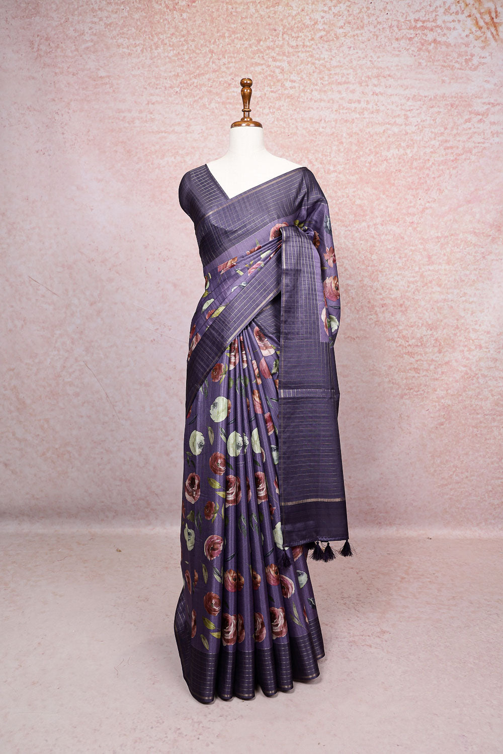 Lavender Semi Tussar Saree