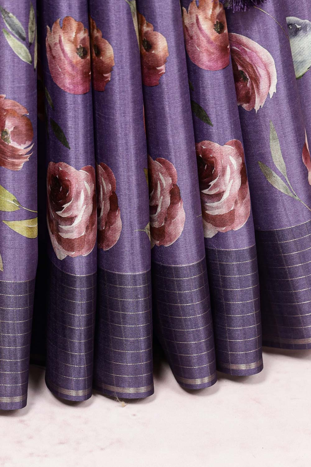 Lavender Semi Tussar Saree