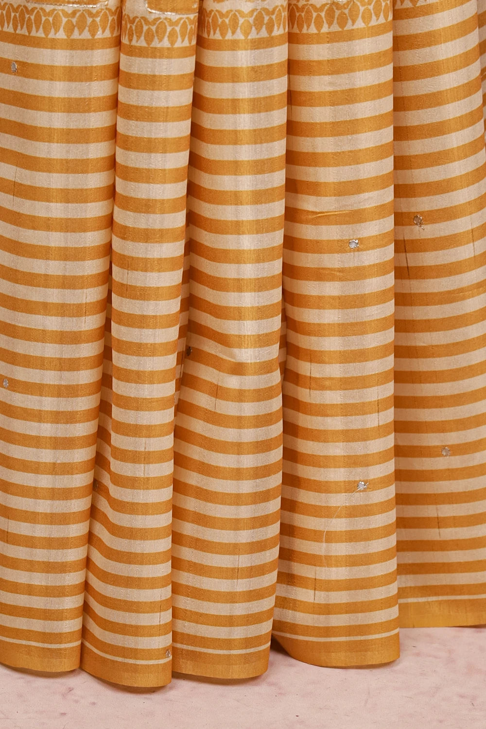 Cream With Yellow Semi Tussar Saree