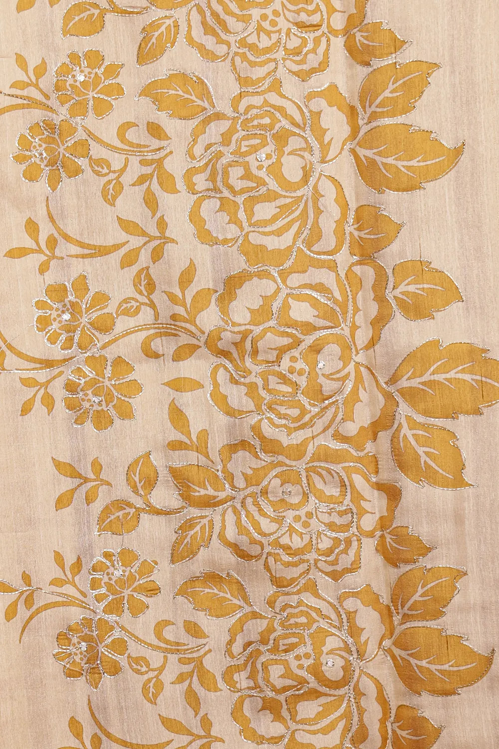 Cream With Yellow Semi Tussar Saree