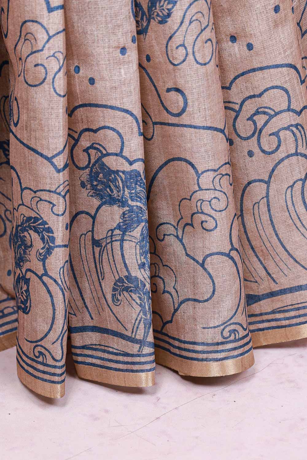 Cream Semi Tussar Saree