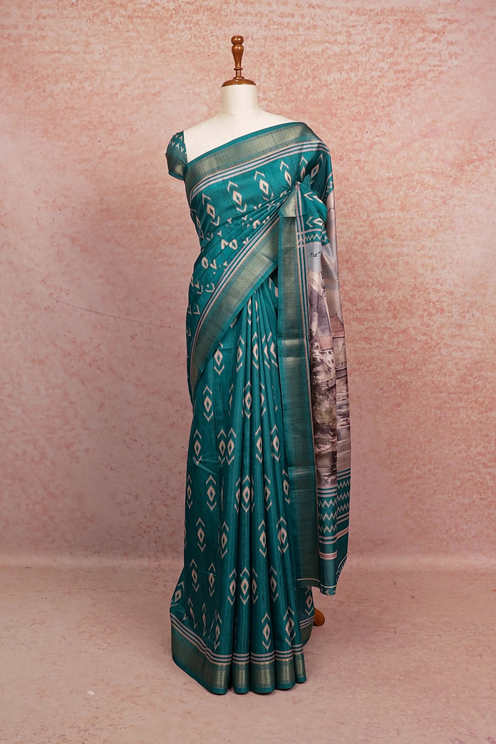Sapphire Blue Semi Tussar Saree