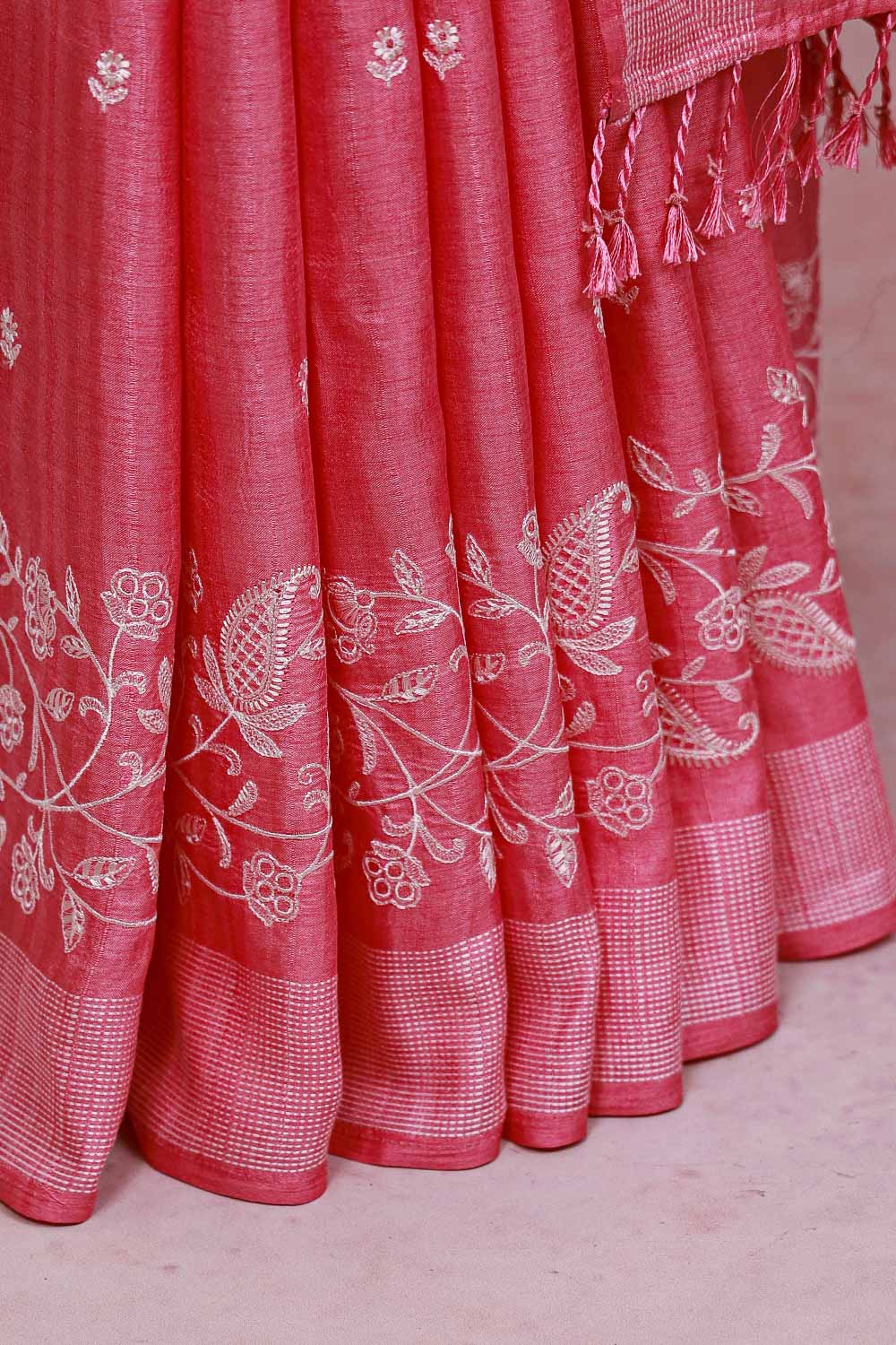 Pink Semi Tussar Saree