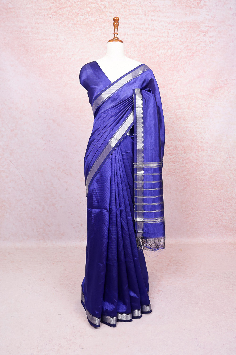 Blue Cotton Silk Saree