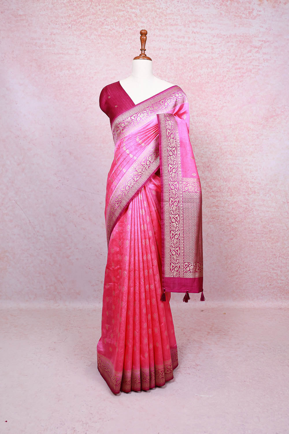 Baby Pink Semi Jute Saree