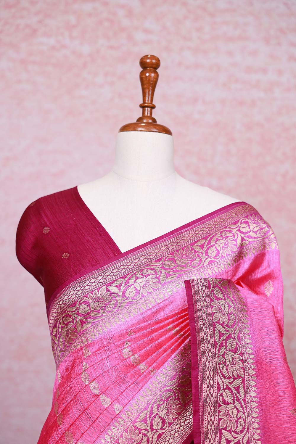 Baby Pink Semi Jute Saree