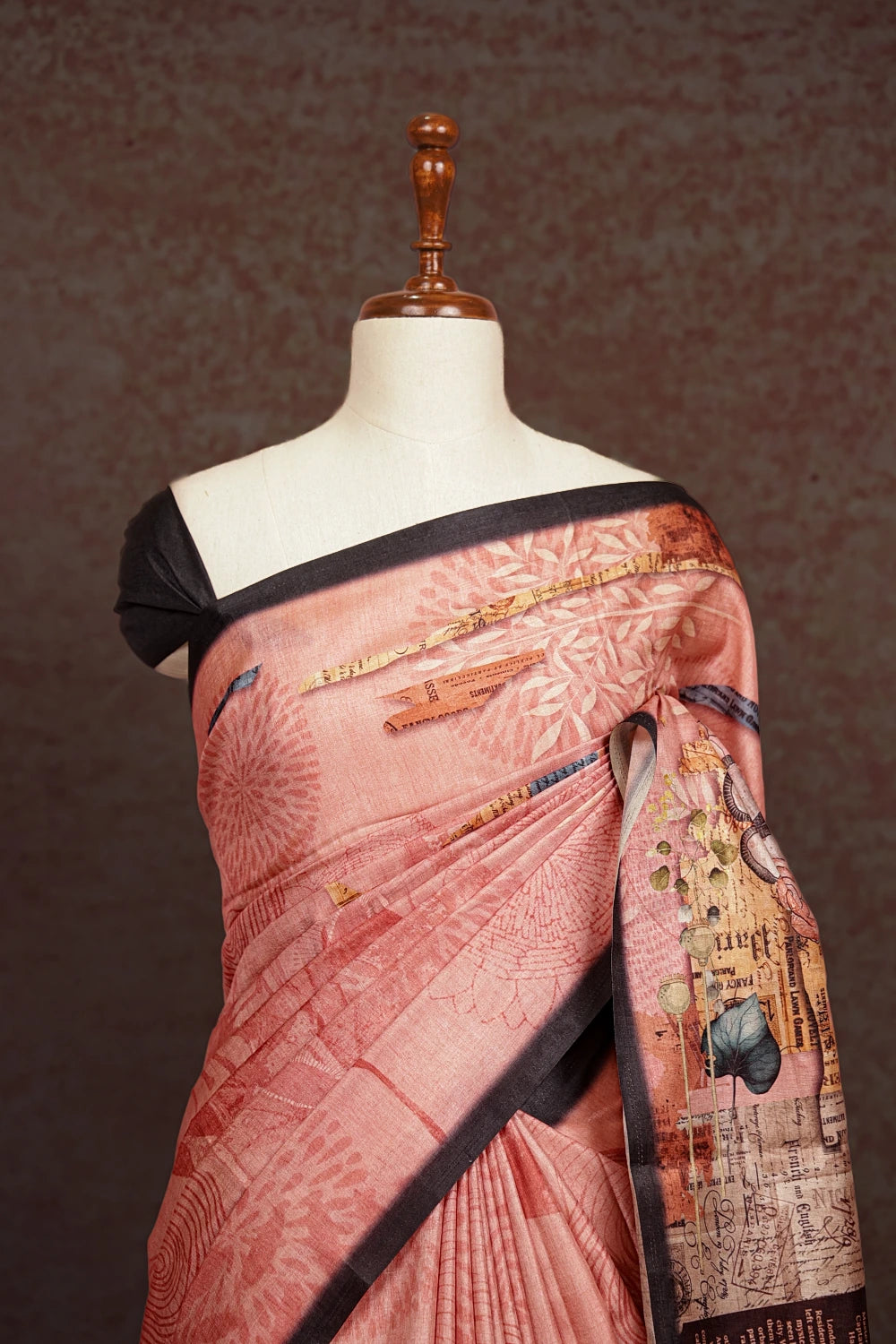 Peach Semi Tussar Saree