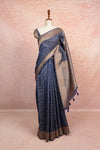 Ash Blue Semi Tussar Saree