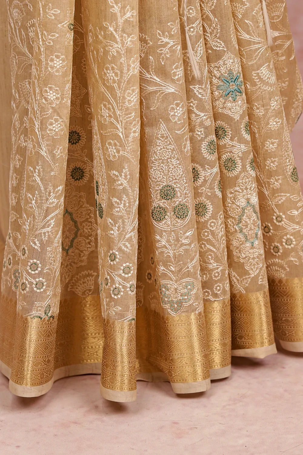 Light Beige Semi Jute Saree