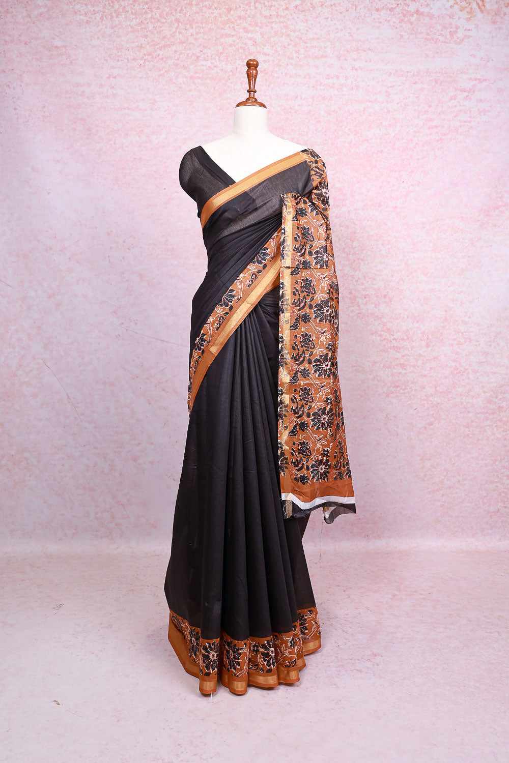 Black Soft Cotton Saree