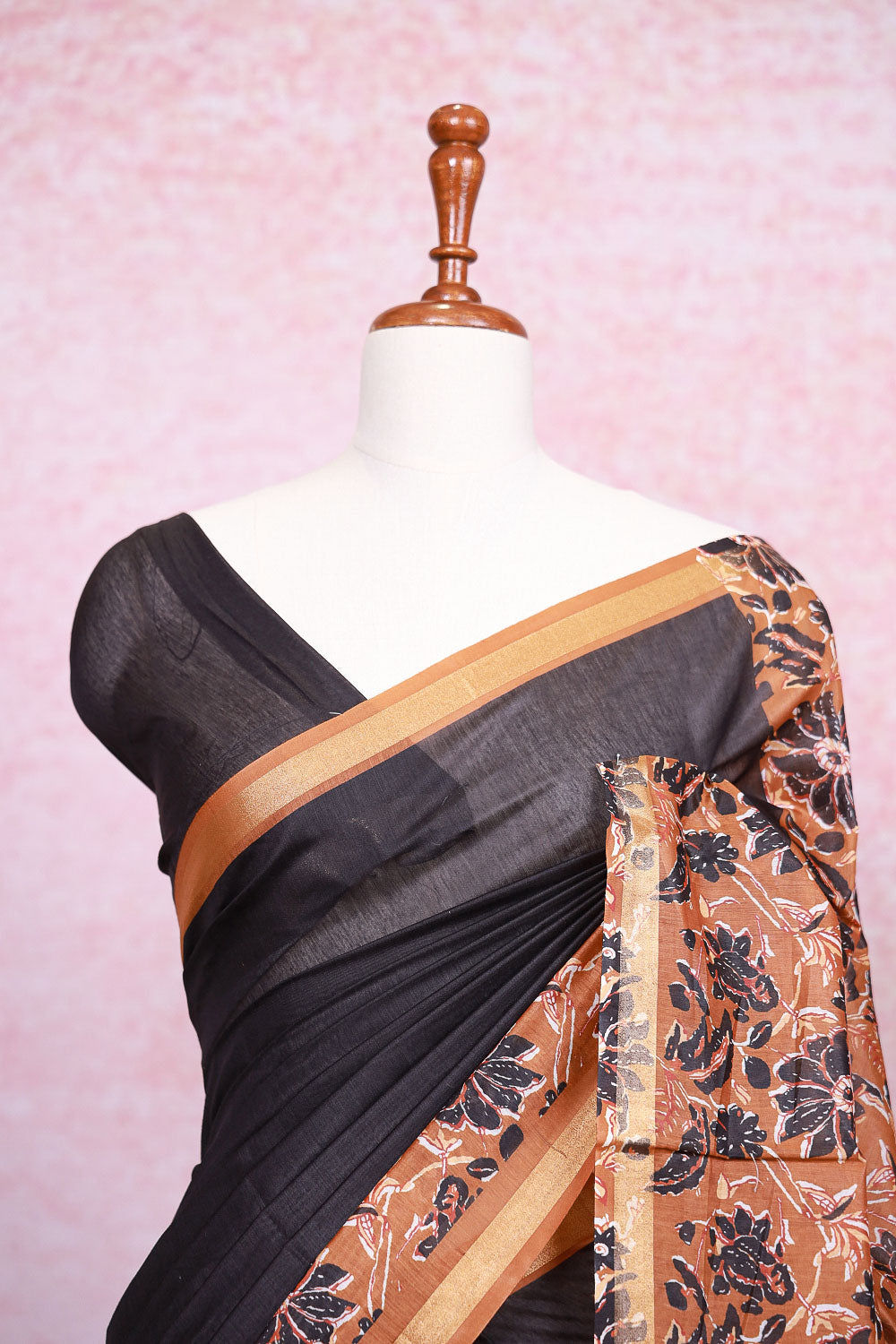 Black Soft Cotton Saree