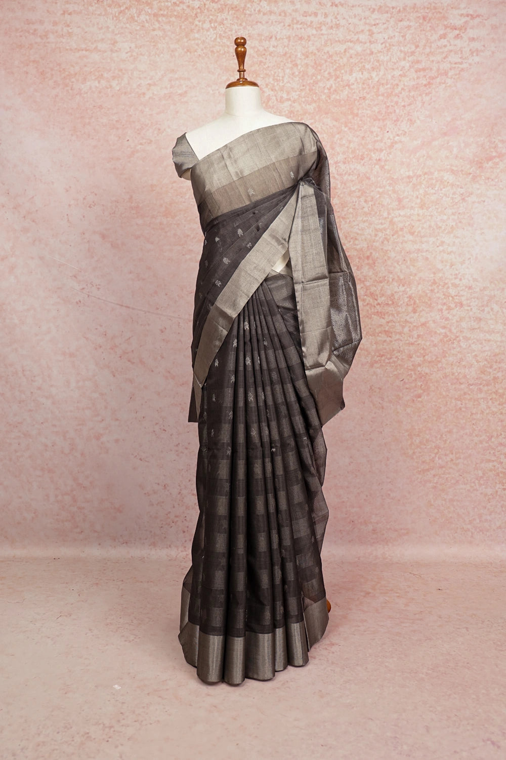 Dark Ash Tissue Saree