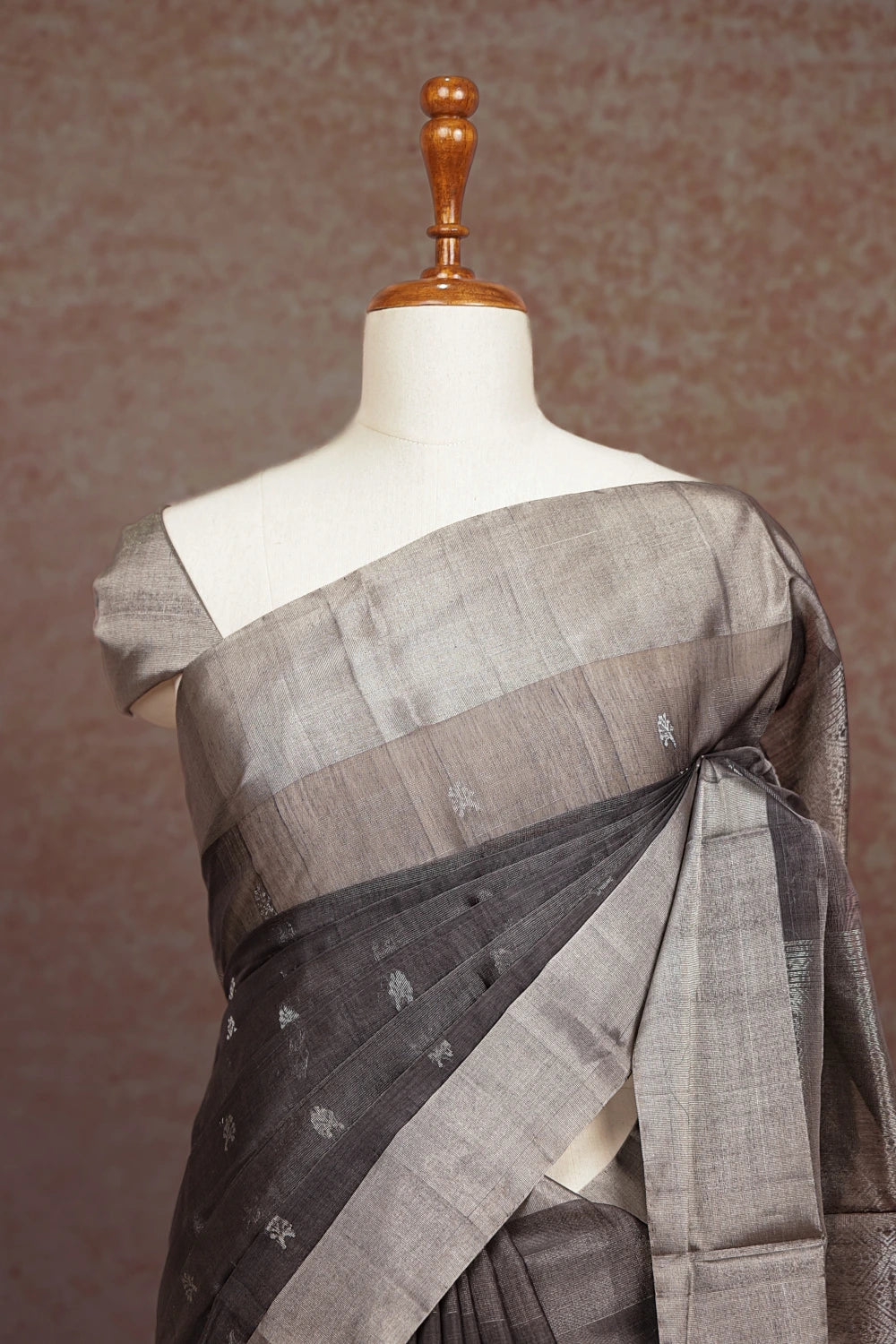 Dark Ash Tissue Saree