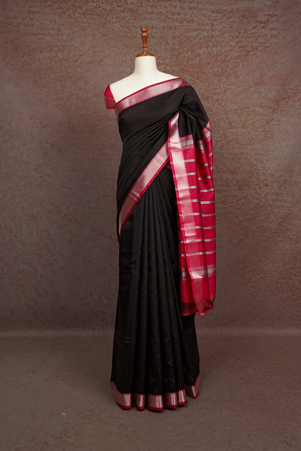 Black Cotton Silk Saree