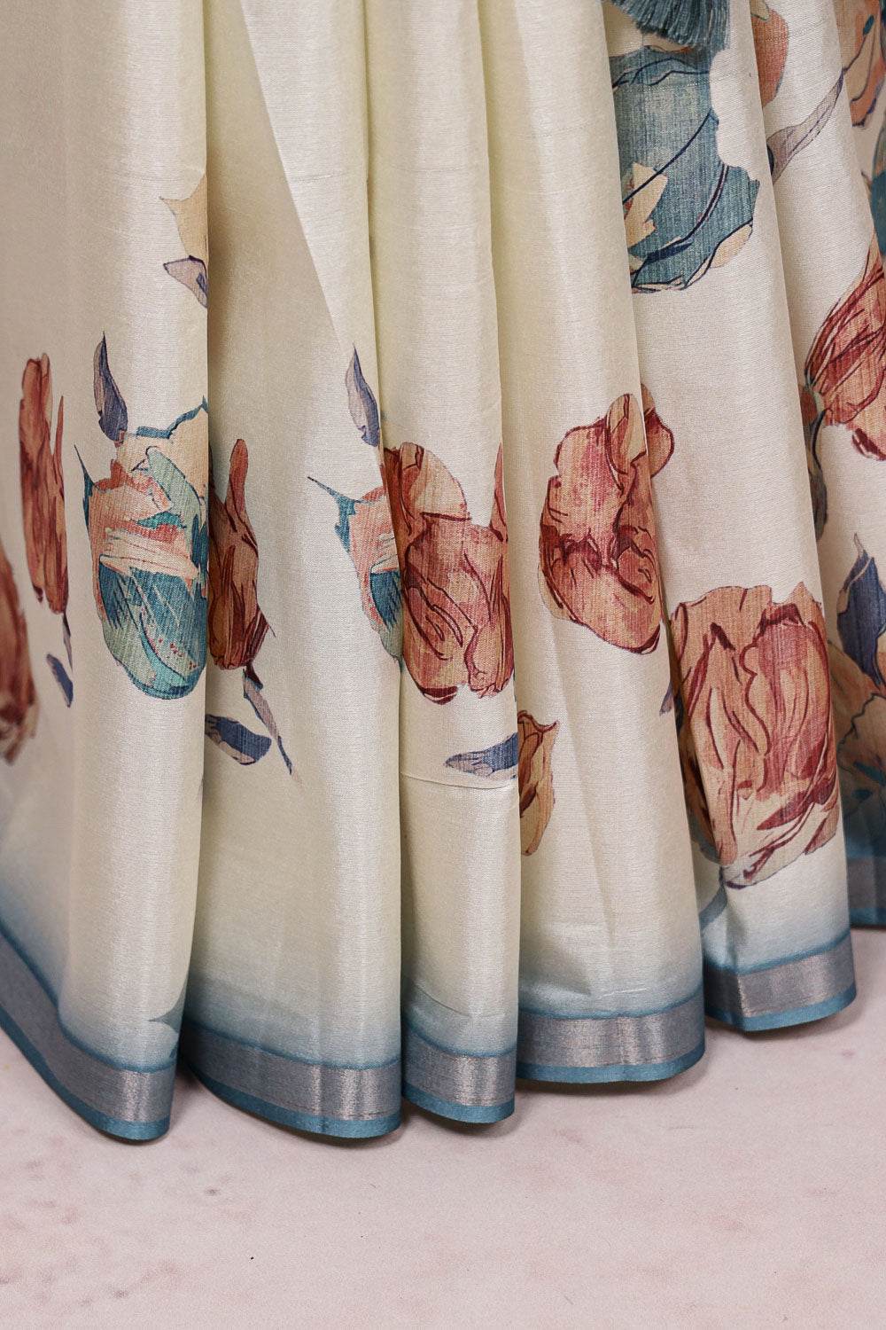 Cream Semi Tussar Saree
