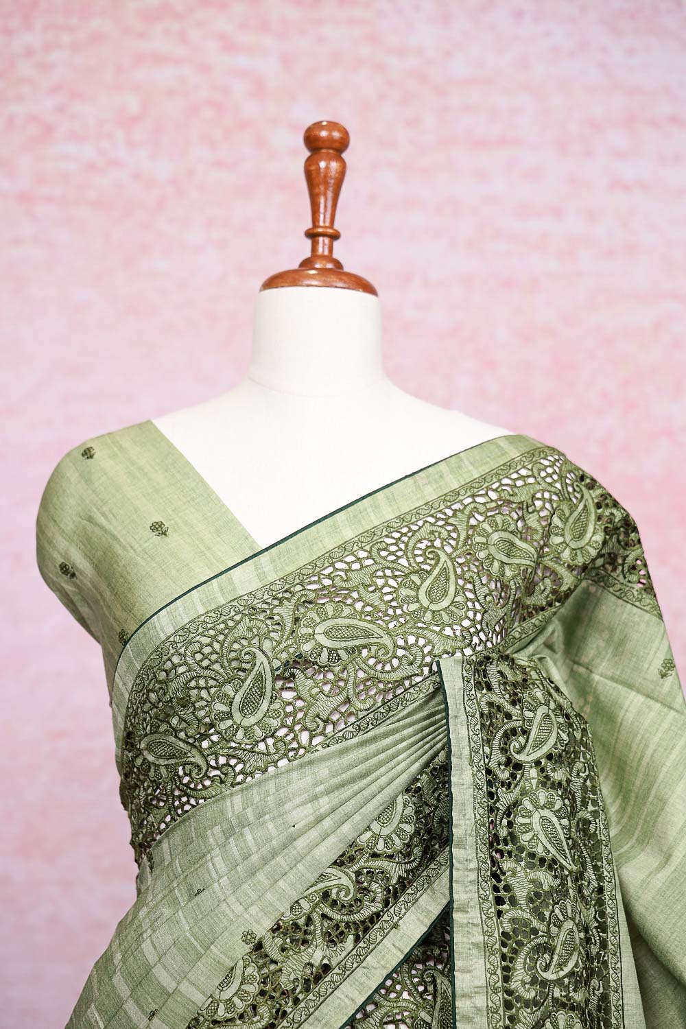 Pista Green Semi Tussar Saree