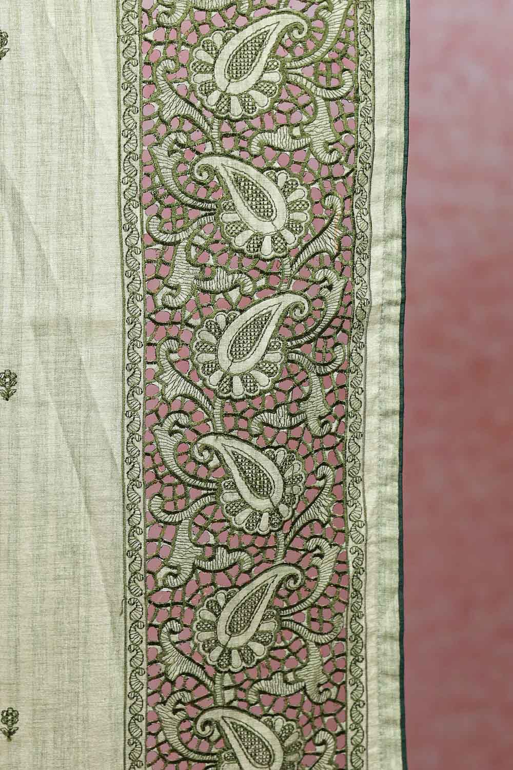 Pista Green Semi Tussar Saree