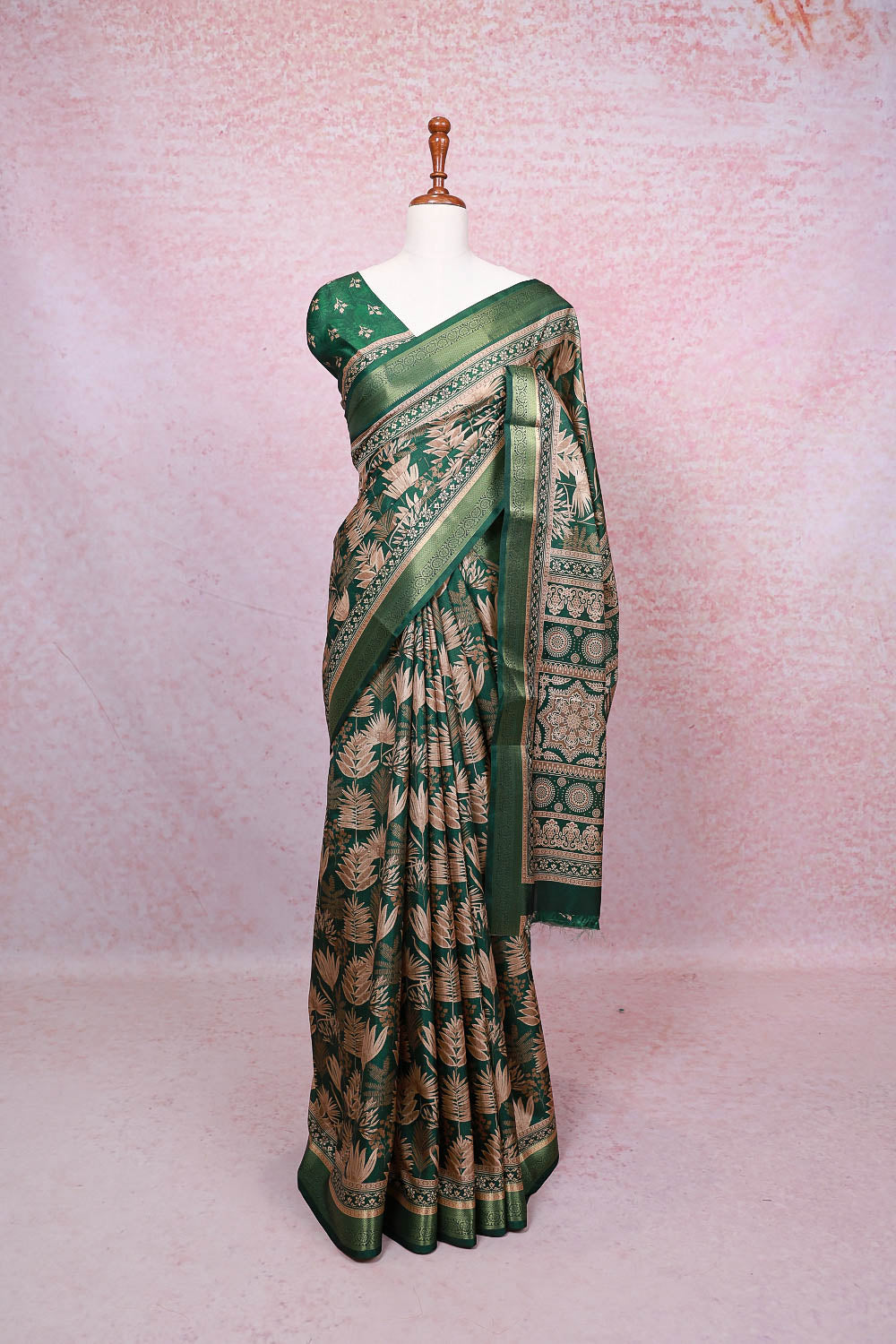 Green Semi Tussar Saree