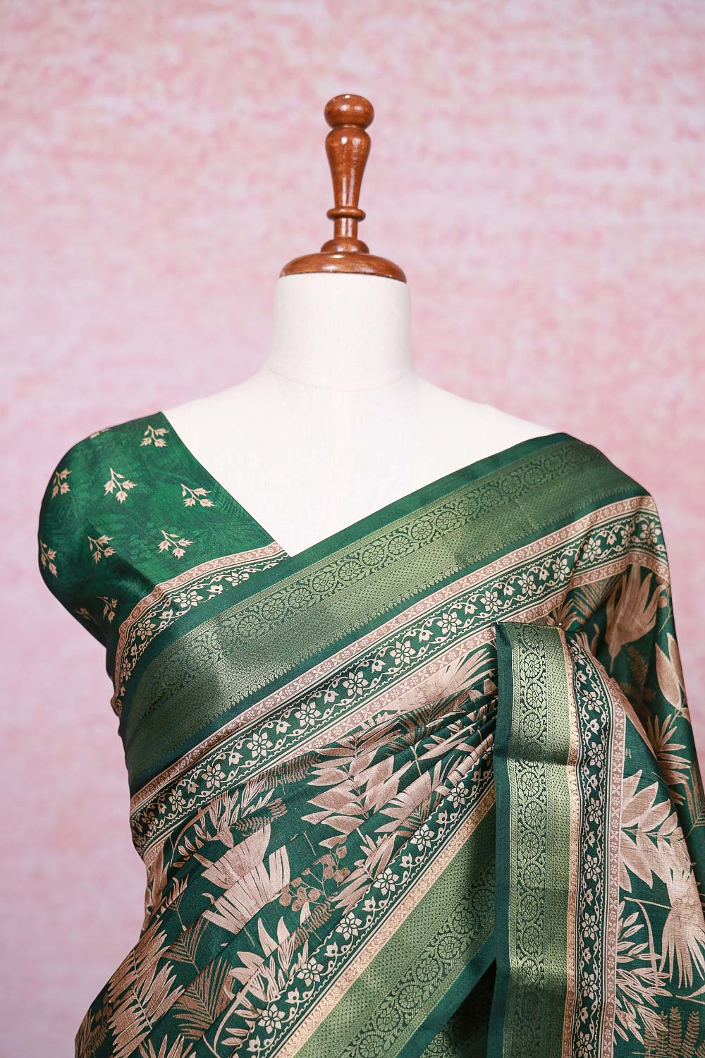 Green Semi Tussar Saree