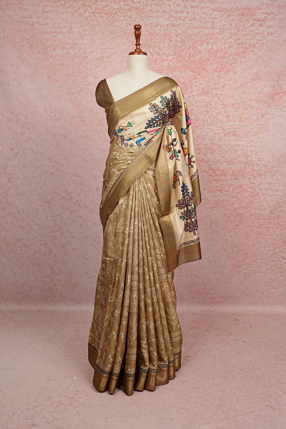 Biscuit Colour Soft Cotton Saree