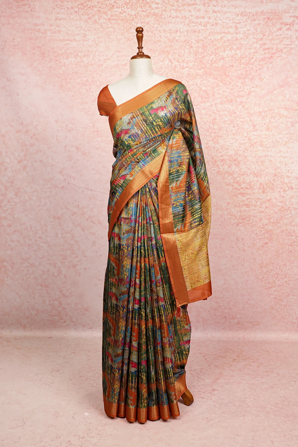 Multi Colors Semi Tussar Saree