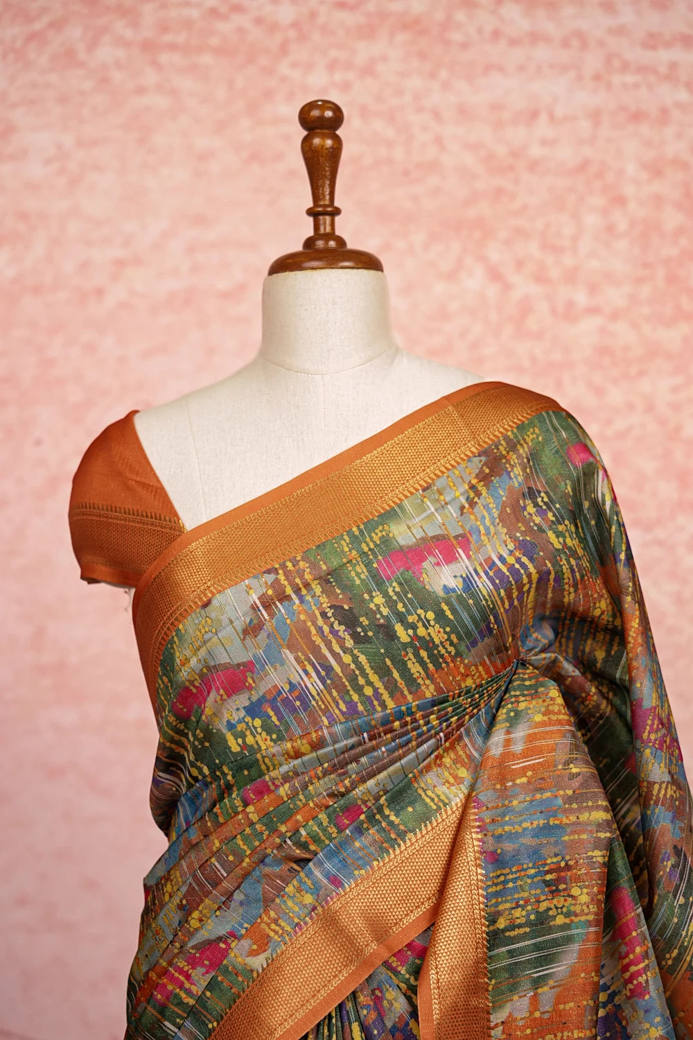 Multi Colors Semi Tussar Saree