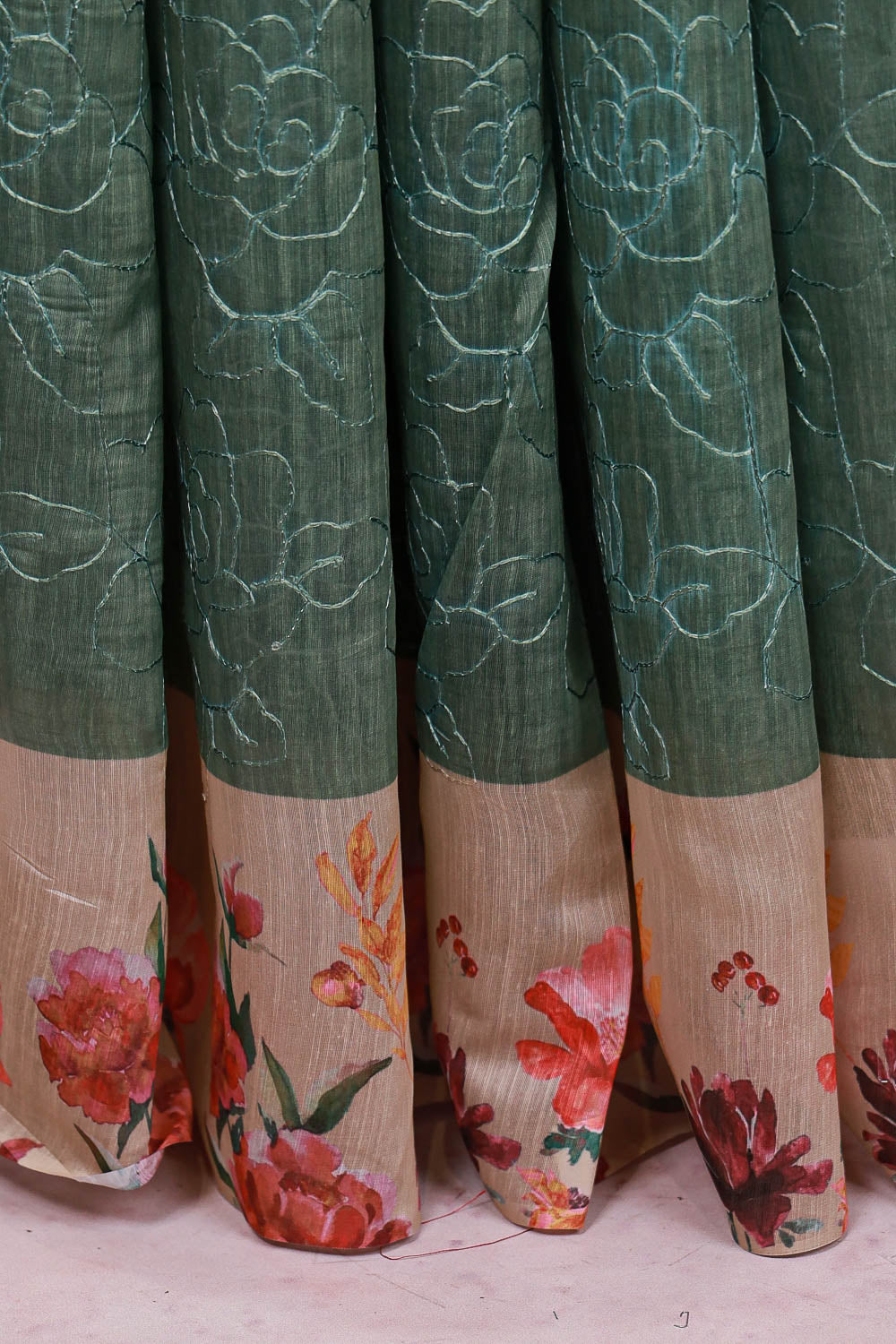 Green Semi Jute Saree