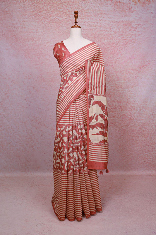 Off White Soft Cotton Saree