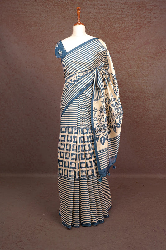 Off White Soft Cotton Saree