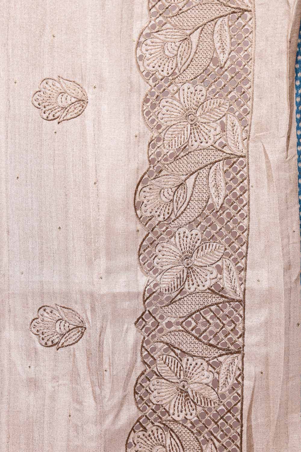Cream Semi Tussar Saree