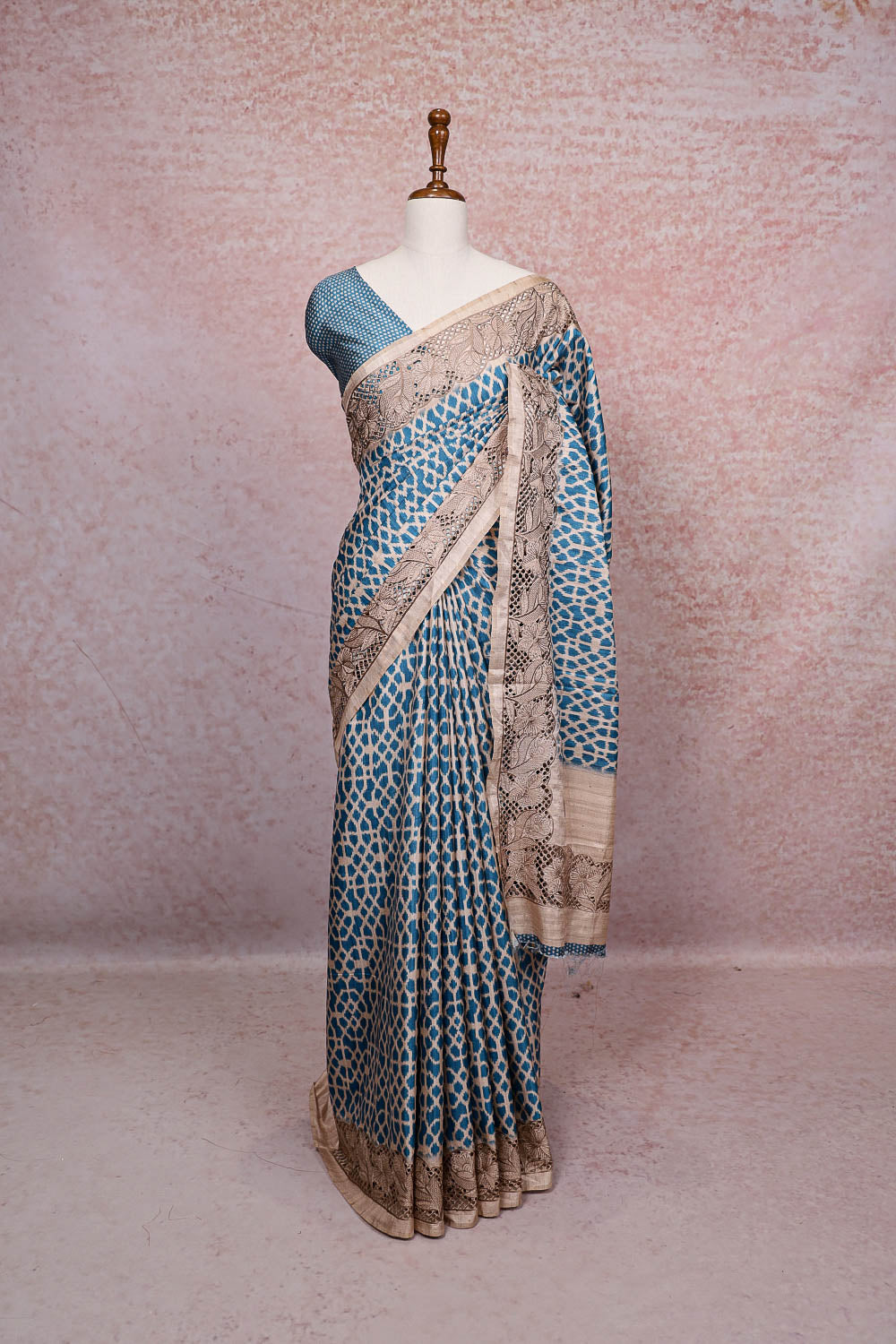 Cream Semi Tussar Saree