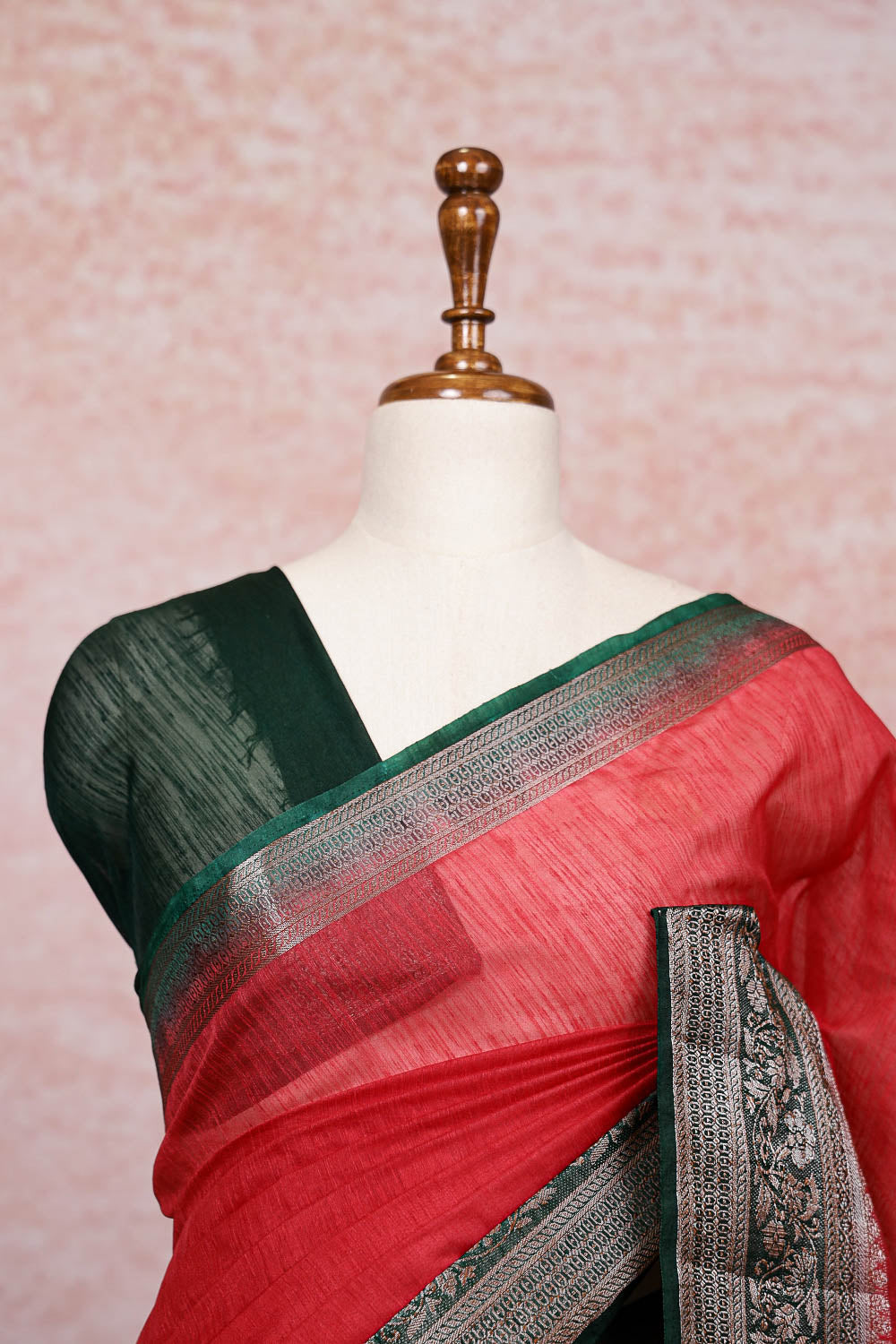 Maroon Semi Jute Saree